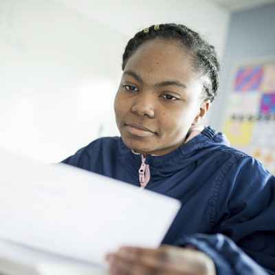 student reading