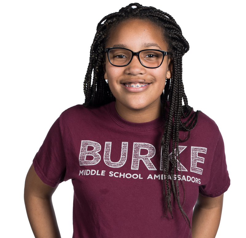 student in edmund burke shirt